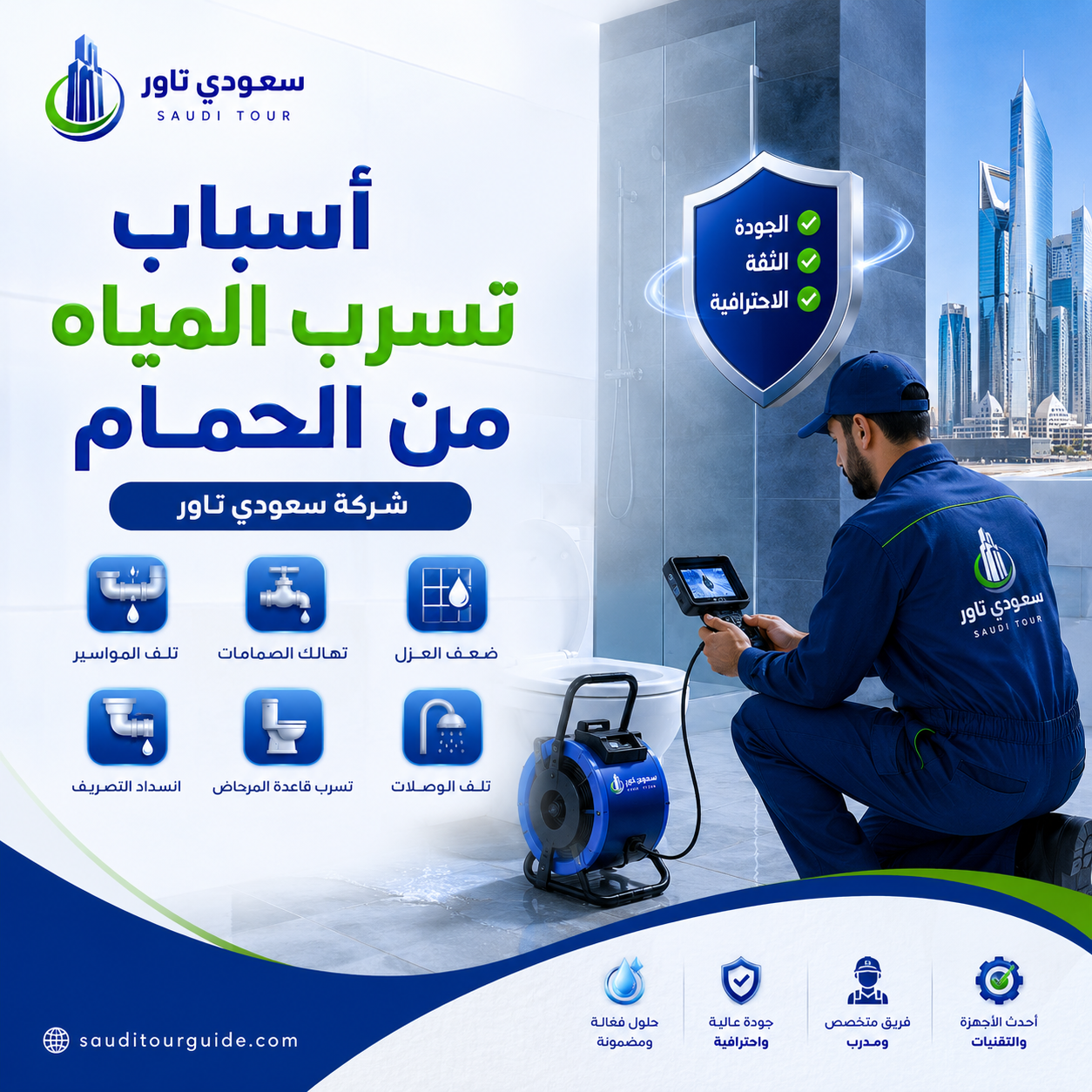 اسباب تسرب المياه من الحمام