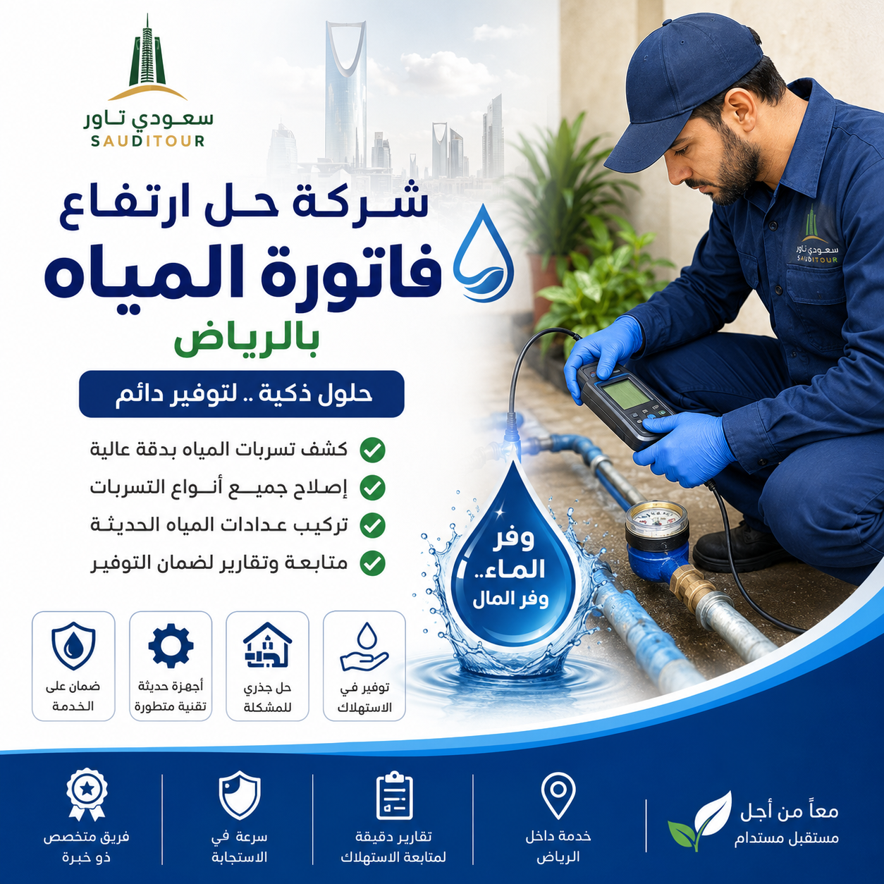 شركة حل ارتفاع فاتورة المياه بالرياض