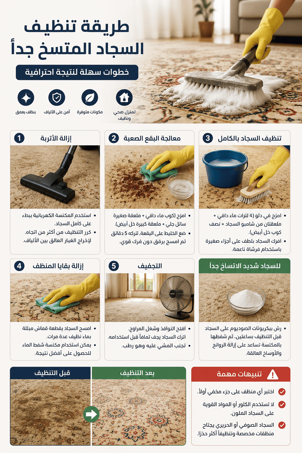 طريقة تنظيف السجاد المتسخ جدا