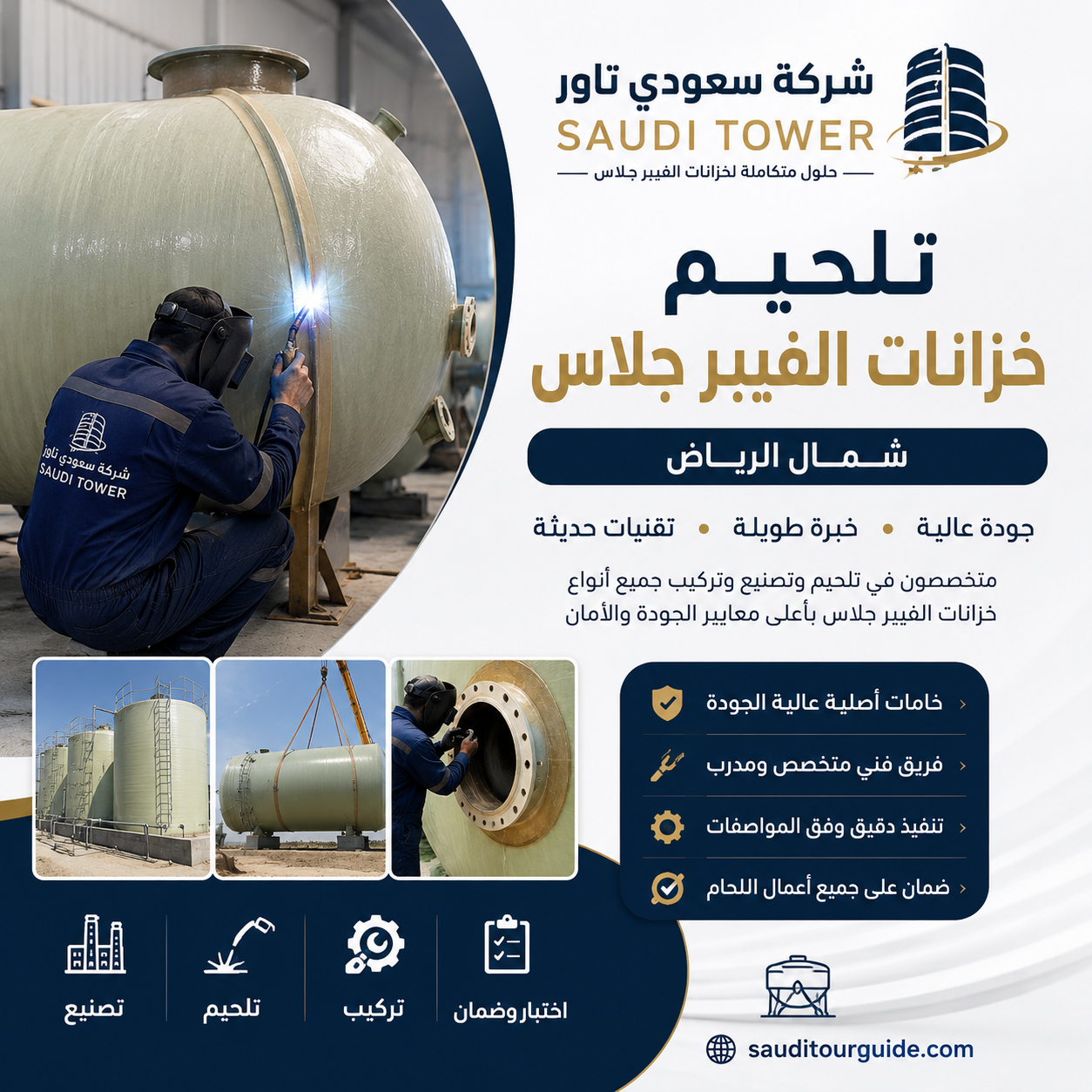 شركة تلحيم خزانات الفيبر جلاس شمال الرياض