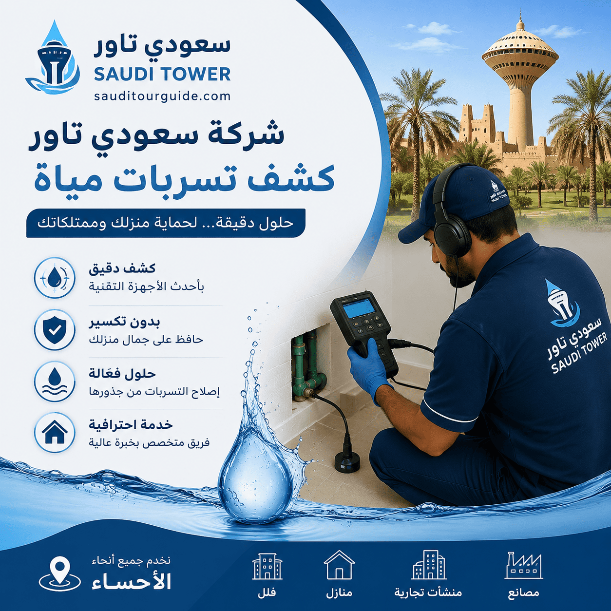 شركة كشف تسربات مياه بالأحساء