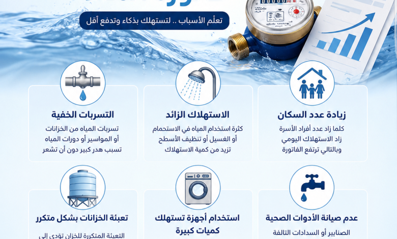 سبب ارتفاع فاتورة الماء