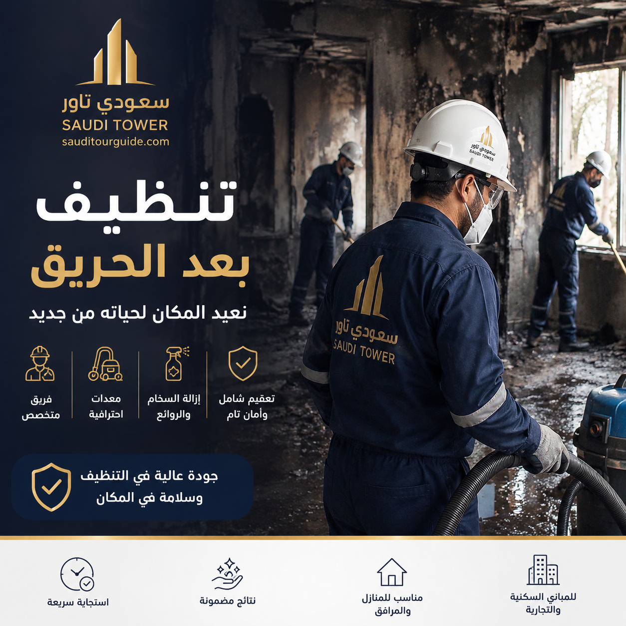 شركة تنظيف بعد الحريق