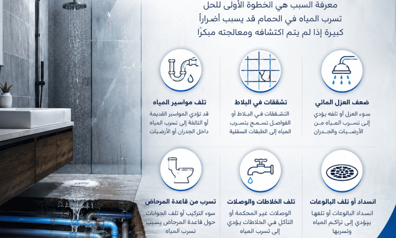 اسباب تسرب مياه الحمام