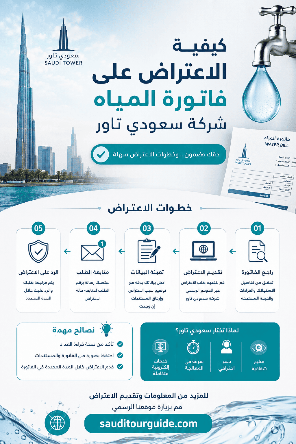 كيفية الاعتراض على فاتورة المياه
