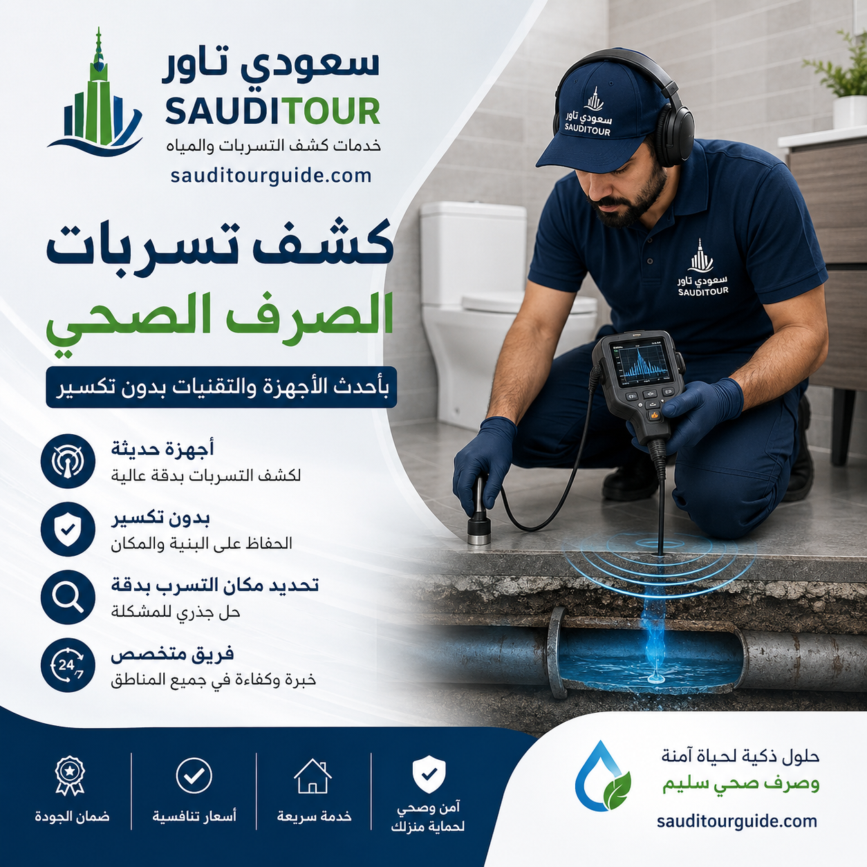 كشف تسربات الصرف الصحي