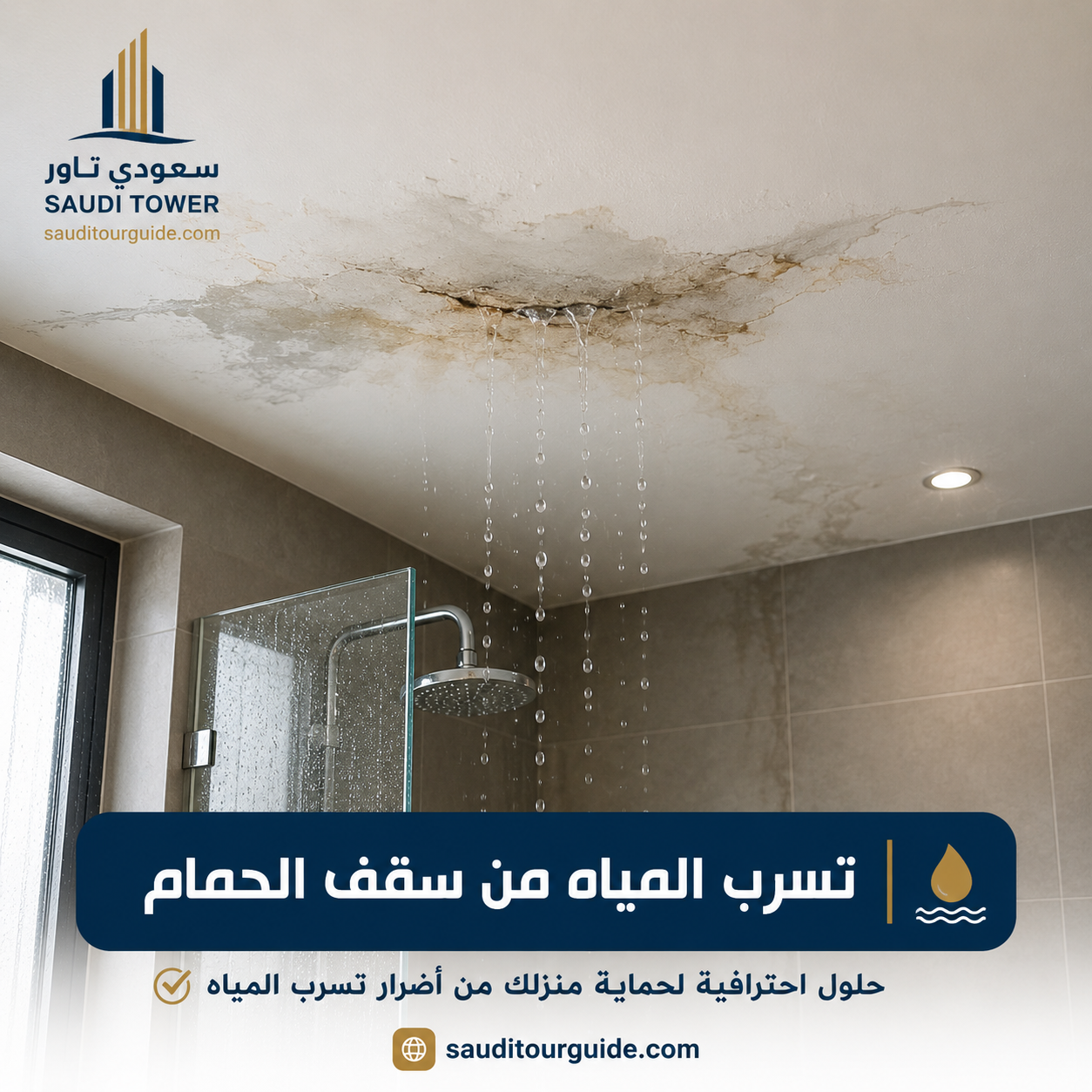 تسرب المياه من سقف الحمام