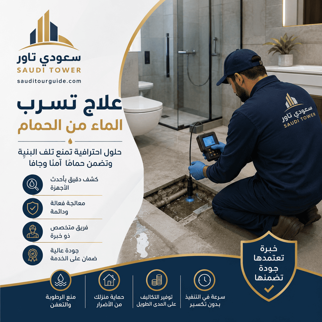 علاج تسرب الماء من الحمام