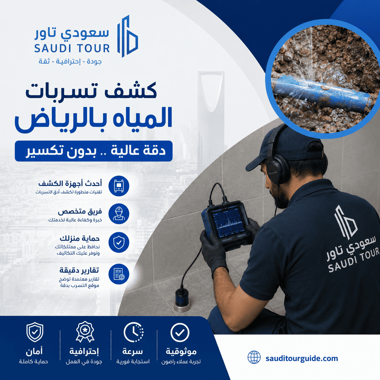 رقم كشف تسربات المياه بالرياض