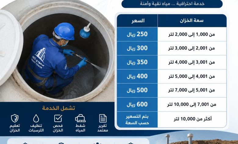اسعار تنظيف الخزانات الأرضية