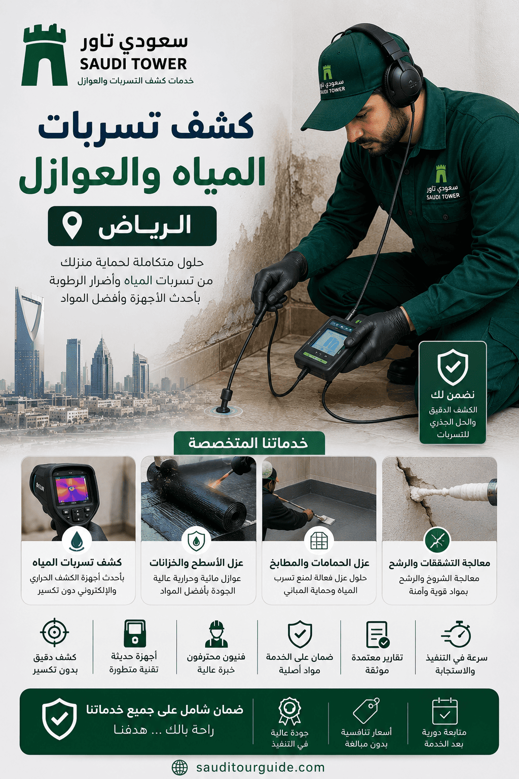 كشف تسربات المياه والعوازل بالرياض