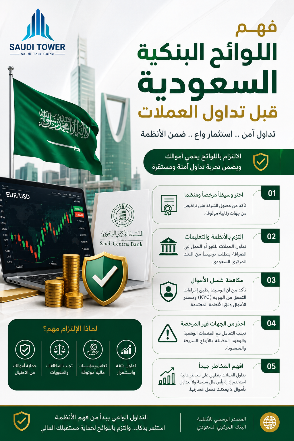 فهم اللوائح البنكية السعودية قبل تداول العملات