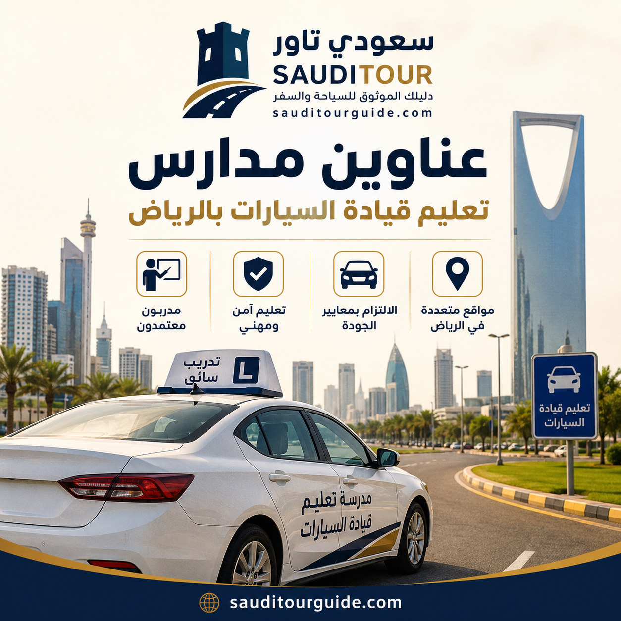 عناوين مدارس تعليم قيادة السيارات بالرياض