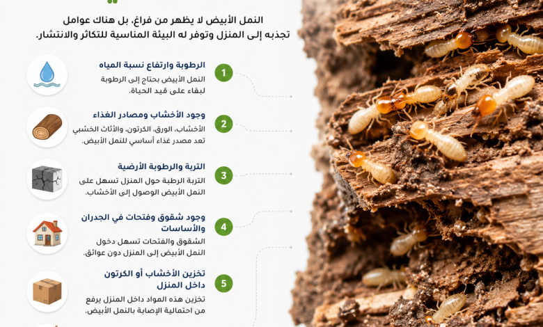 اسباب وجود النمل الابيض في البيت