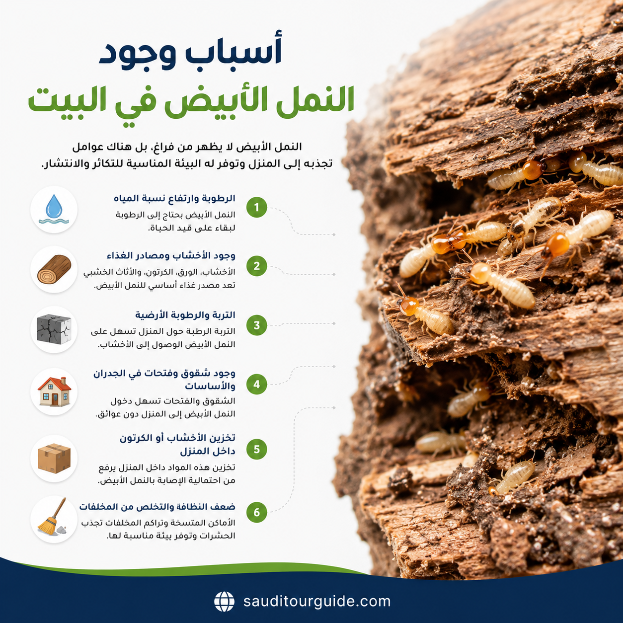 اسباب وجود النمل الابيض في البيت