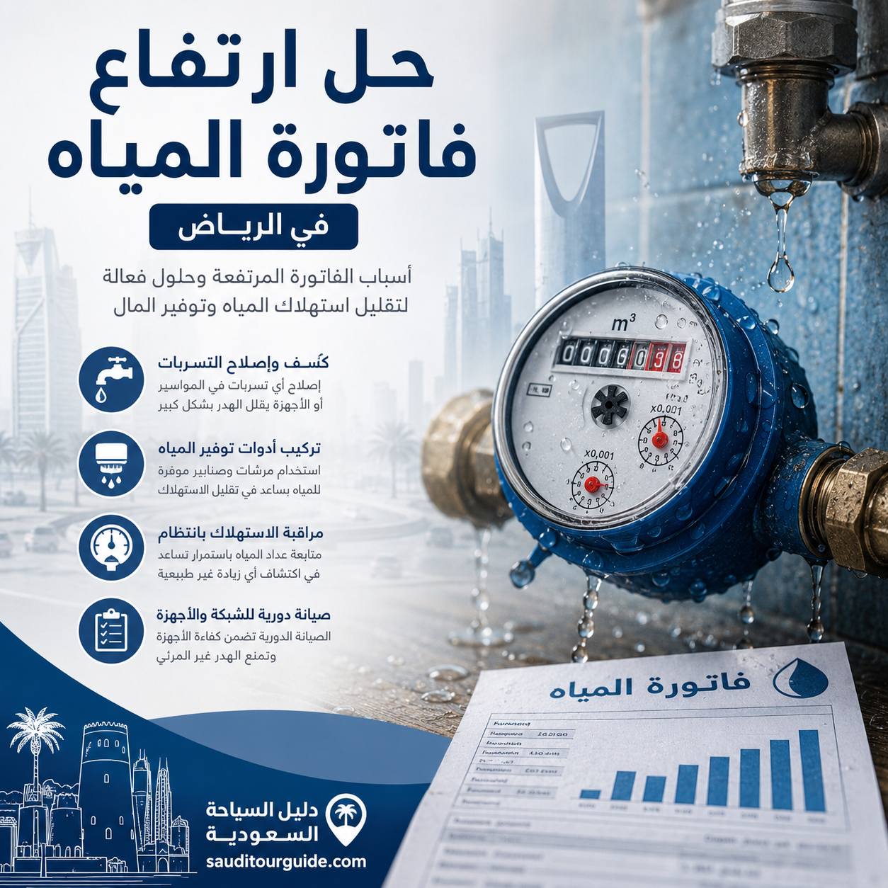 حل ارتفاع فاتورة المياه بالرياض